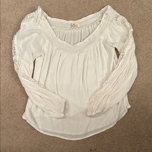 Hollister White Lace Trim Blouse